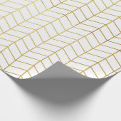Herringbone Pattern Faux Gold Foil White Geometric Cadeaupapier (Hoek)