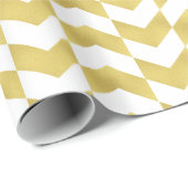 Herringbone Pattern Gold & White Wrapping Paper Cadeaupapier (Rol Hoek)