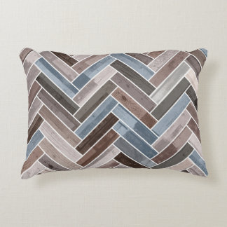 Herringbone Pattern in Blue Brown Grey Accent Kussen