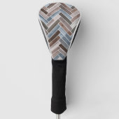 Herringbone Pattern in Blue Brown Grey Golfheadcover (Voorkant)