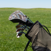 Herringbone Pattern in Blue Brown Grey Golfheadcover (Insitu)
