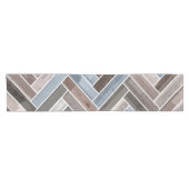 Herringbone Pattern in Blue Brown Grey Korte Tafelloper (Horizontaal)