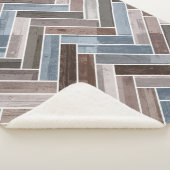 Herringbone Pattern in Blue Brown Grey Sherpa Deken (3/4)