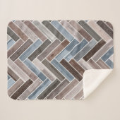 Herringbone Pattern in Blue Brown Grey Sherpa Deken (Voorkant (horizontaal))