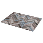 Herringbone Pattern in Blue Brown Grey Snijplank (Hoek)