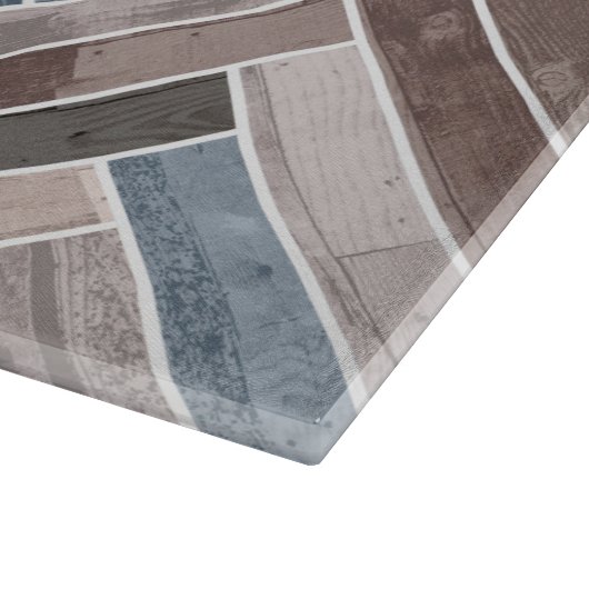 Herringbone Pattern in Blue Brown Grey Snijplank (Hoek)