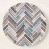 Herringbone Pattern in Blue Brown Grey Zandsteen Onderzetter (Voorkant)