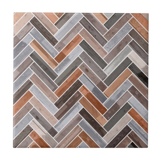 Herringbone Pattern in Earthen Rock Colors Tegeltje (Voorkant)