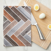 Herringbone Pattern in Earthen Rock Colors Theedoek (Quarter Fold)