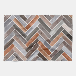 Herringbone Pattern in Earthen Rock Colors Theedoek
