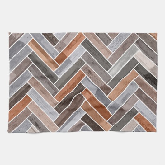 Herringbone Pattern in Earthen Rock Colors Theedoek (Horizontaal)