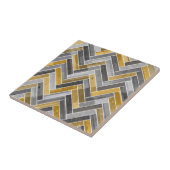 Herringbone Pattern in Grey and Yellow Tegeltje (Zijkant)