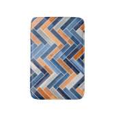 Herringbone Pattern in Navy Blue en Oranje Badmat (Voorkant Verticaal)
