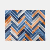 Herringbone Pattern in Navy Blue en Oranje Deurmat