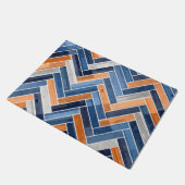 Herringbone Pattern in Navy Blue en Oranje Deurmat (Schuin)