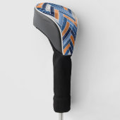 Herringbone Pattern in Navy Blue en Oranje Golfheadcover (Schuin)
