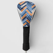 Herringbone Pattern in Navy Blue en Oranje Golfheadcover (Voorkant)