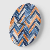 Herringbone Pattern in Navy Blue en Oranje Grote Klok (Hoek)