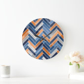 Herringbone Pattern in Navy Blue en Oranje Grote Klok (Huis)