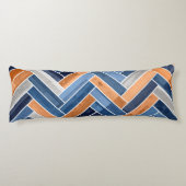Herringbone Pattern in Navy Blue en Oranje Lichaamskussen (Achterkant)