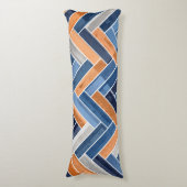 Herringbone Pattern in Navy Blue en Oranje Lichaamskussen (Voorkant Verticaal)