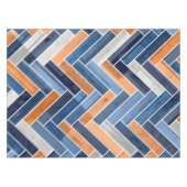 Herringbone Pattern in Navy Blue en Oranje Tafelkleed (Voorkant (Horizontaal))