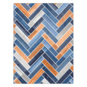 Herringbone Pattern in Navy Blue en Oranje Tafelkleed (Voorkant)
