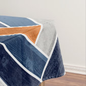 Herringbone Pattern in Navy Blue en Oranje Tafelkleed (Voorbeeld)