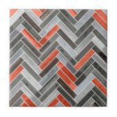 Herringbone Pattern in Orange Grey Tegeltje (Voorkant)