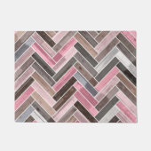 Herringbone Pattern in Pink Grey Deurmat (Voorkant)