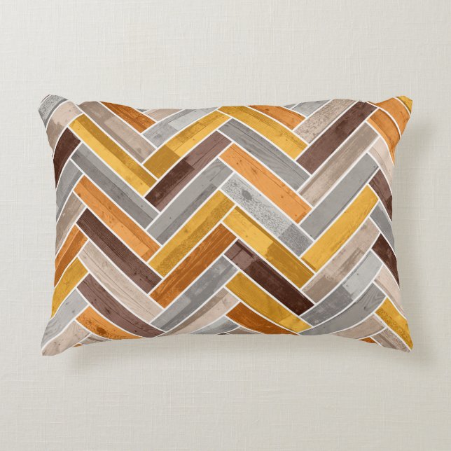 Herringbone Pattern (Oranje bruine grijs) Accent Kussen (Voorkant)