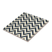 Herringbone Pattern Pillow in Navy, White en Gold Tegeltje (Zijkant)