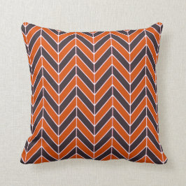 Herringbone Pattern Pillow in Sinaasappel en marin Kussen