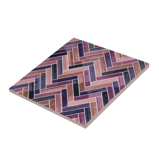 Herringbone Pattern Purple Tegeltje (Zijkant)