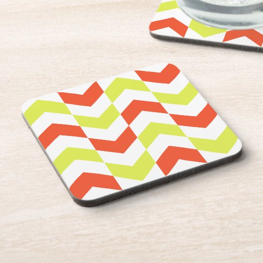 Herringbone Pattern Red en Green Onderzetters (Linkerzijde)