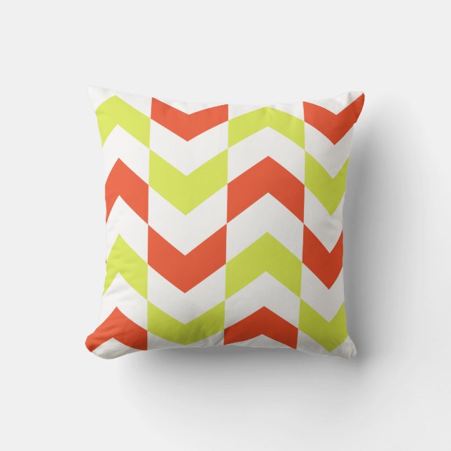 Herringbone Pattern Red en Green Pillow Kussen (Voorkant)