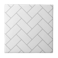 Herringbone Pattern White Ceramic Tile