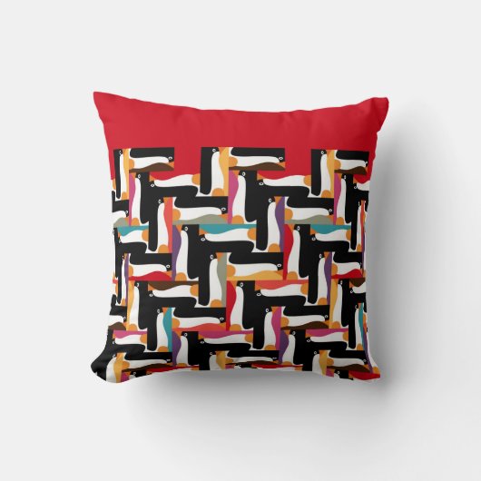 herringbone pinguïn red kussen (Voorkant)