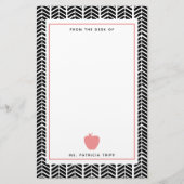 Herringbone Pink Apple Boho Teacher Persoonlijk Briefpapier (Voorkant)