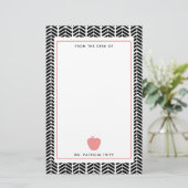 Herringbone Pink Apple Boho Teacher Persoonlijk Briefpapier (Staand voorkant)