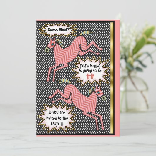 Herringbone pony's (gepersonaliseerd verjaardagsfe kaart (Staand voorkant)