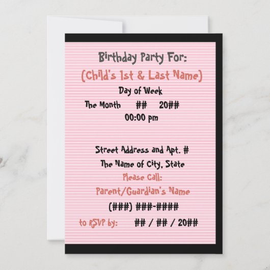 Herringbone pony's (gepersonaliseerd verjaardagsfe kaart (Achterkant)