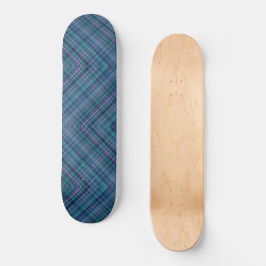 Herringbone Tartan Blauw Groen Roze Persoonlijk Skateboard (Voorkant)