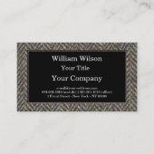 Herringbone Tweed, Brass en Gold Monogram Visitekaartje (Voorkant)