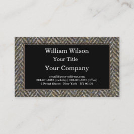 Herringbone Tweed, Brass en Gold Monogram Visitekaartje