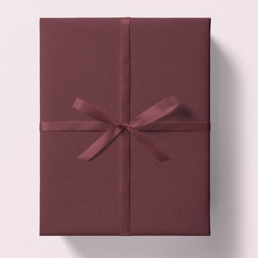 Herringbone tweed deep red Christmas holiday Cadeaupapier