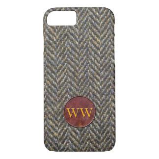 Herringbone Tweed en lederen monogram Case-Mate iPhone Case