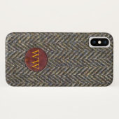 Herringbone Tweed en lederen monogram Case-Mate iPhone Case (Achterkant (horizontaal))