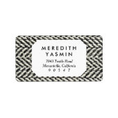Herringbone Tweed Rustic Black & White Knit Print Etiket (Voorkant)