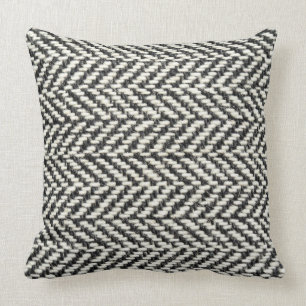 Herringbone Tweed Rustic Black & White Knit Print Kussen